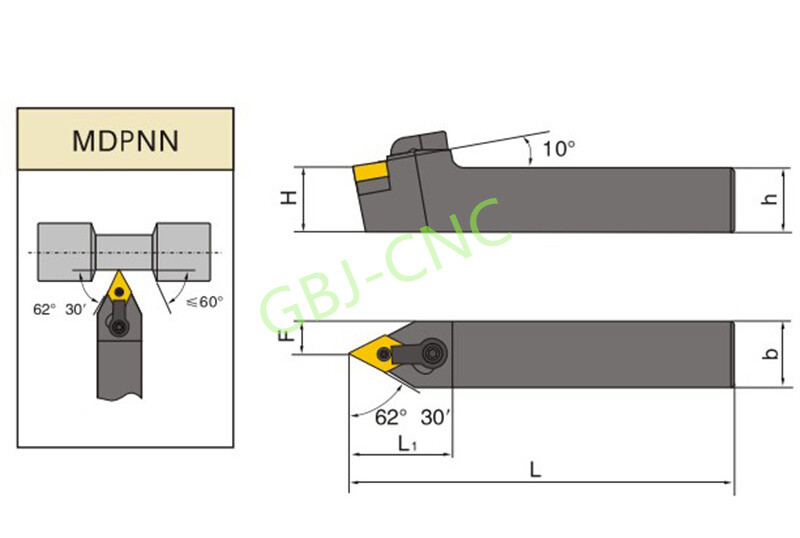 62.5° MDPNN 1616 2020 2525 H16 K16 M16 External turning tool For DNMG (clamp)