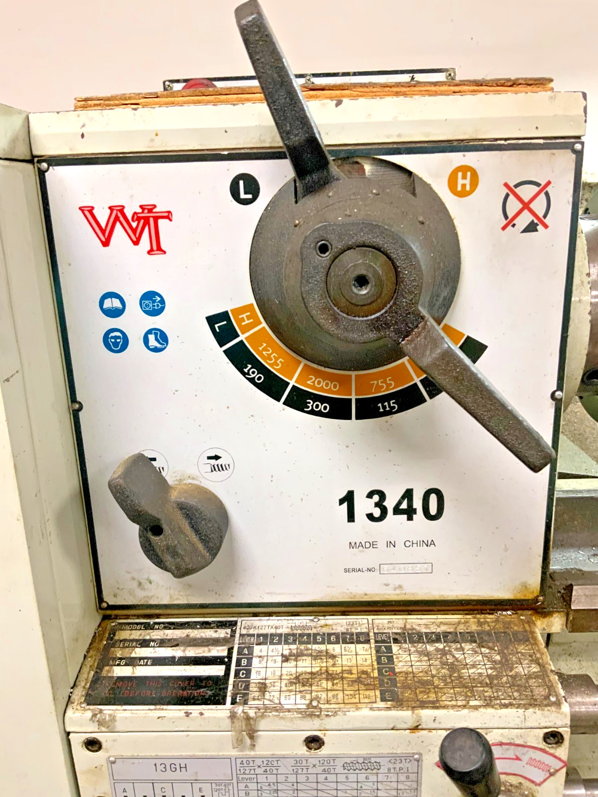 WT 1340 Lathe Machine 1PH 2HP 220V 13 X 40 Double Capacitation Induction Motor
