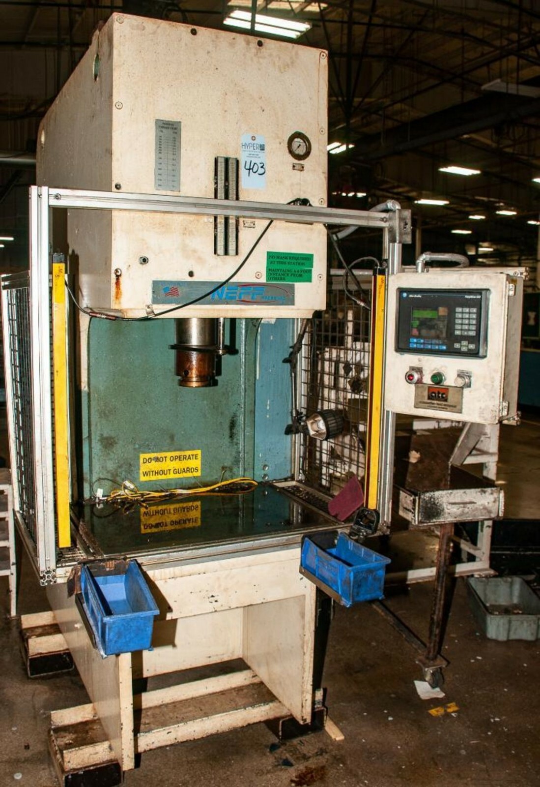 75 TON NEFF HYDRAULIC PRESS 31″ x 23″ THROAT 10″ Cylinder Diameter: 8″ 1997