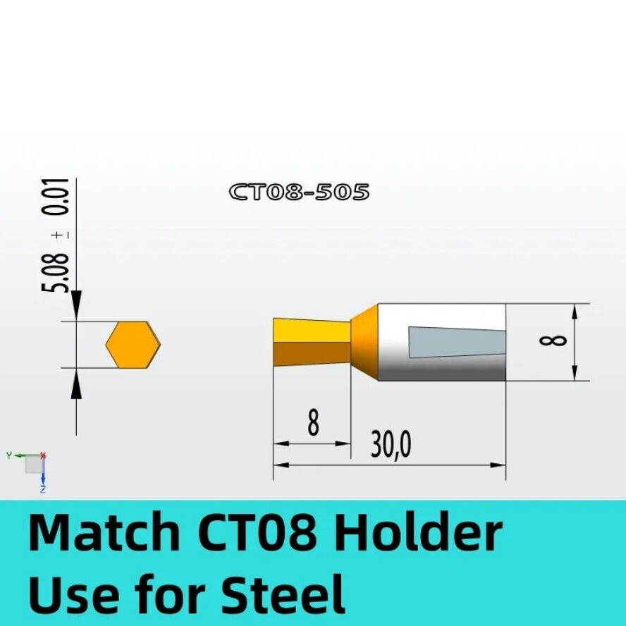 CT08 HSSTin Rotary Broach Punching Cutter Tool 8mm Shank Inner Hexagon for Steel