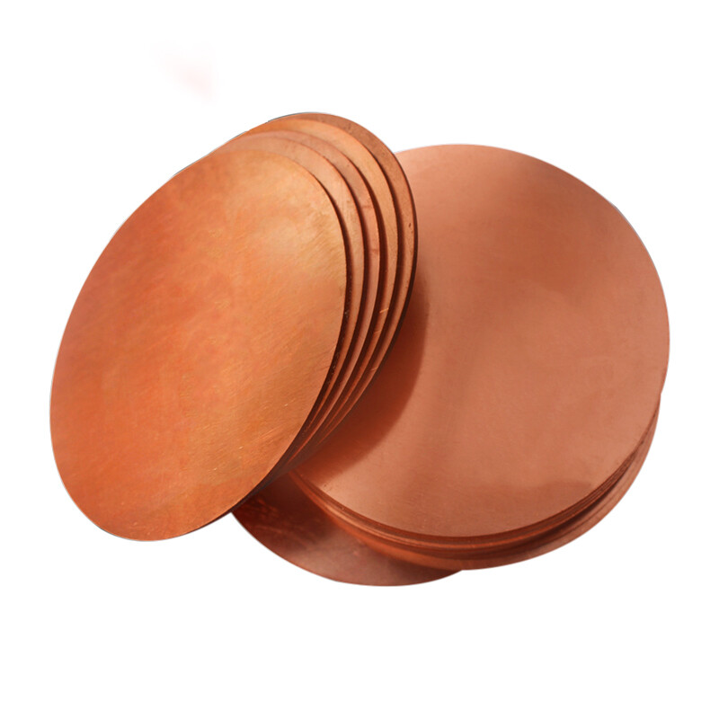 Solid Pure Copper Discs Blank Round Plate Metal Sheet 50-200mm OD 0.8-3mm Thick