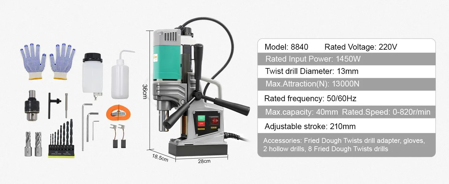 110V 1450W/1550W 1.57/2″ Electric Drilling Magnetic Press Boring Diameter Drill