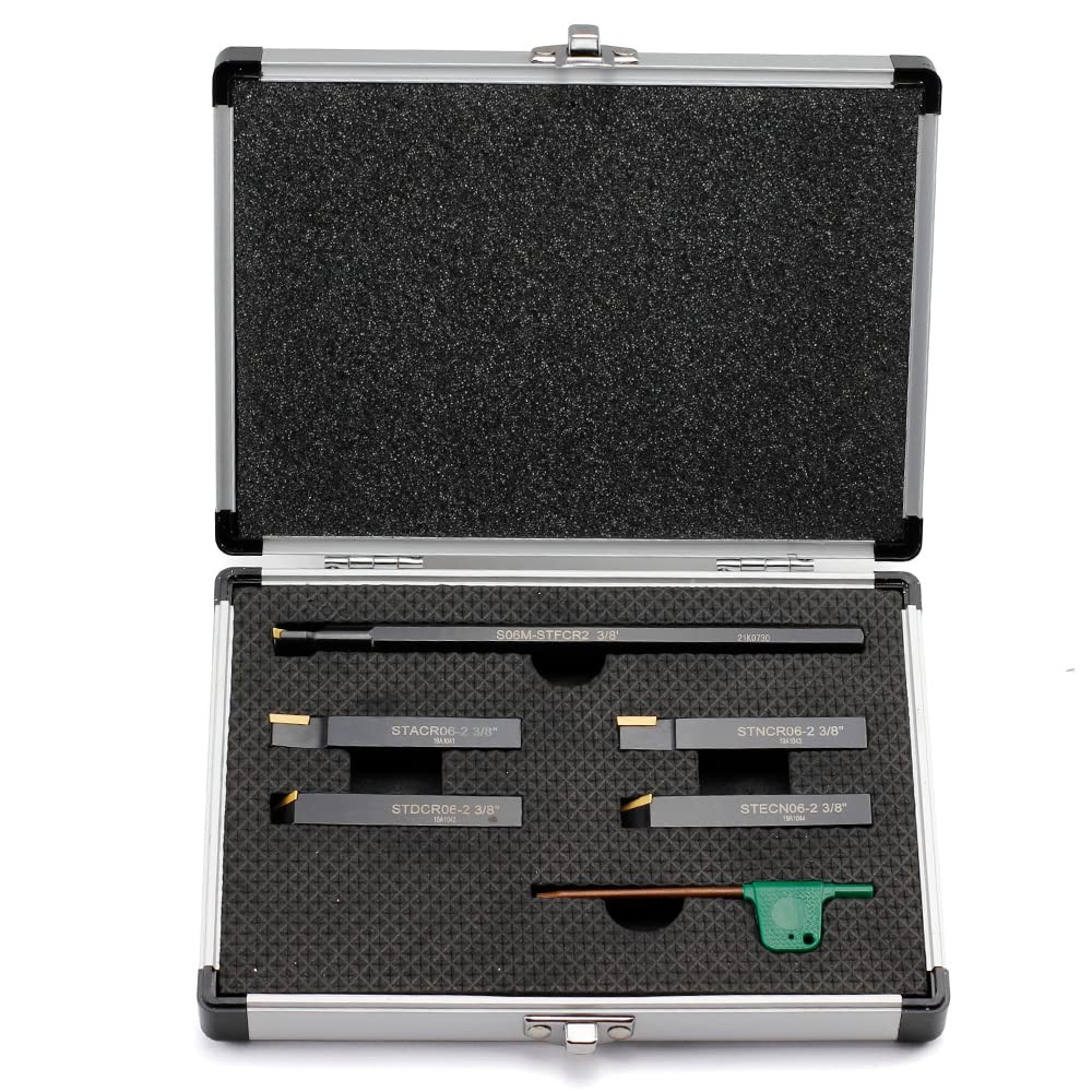 5 PCS 3/8 Inch Shank Lathe Turning Tool Set Carbide Holders Boring Bar Metal