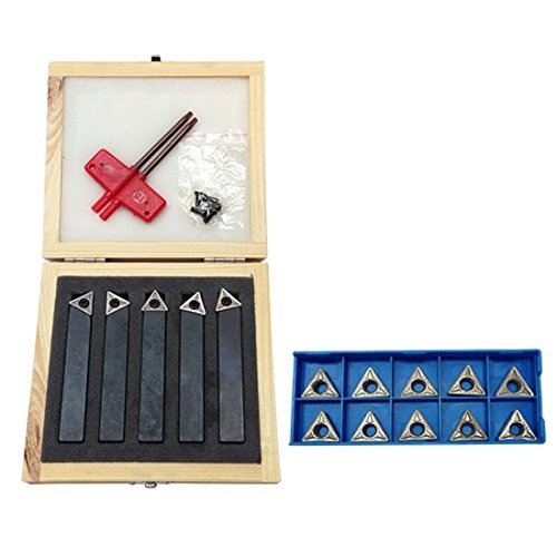 5 PC 1/2 Indexable Carbide Insert Turning Tool + 10 PC 1/2 Inserts