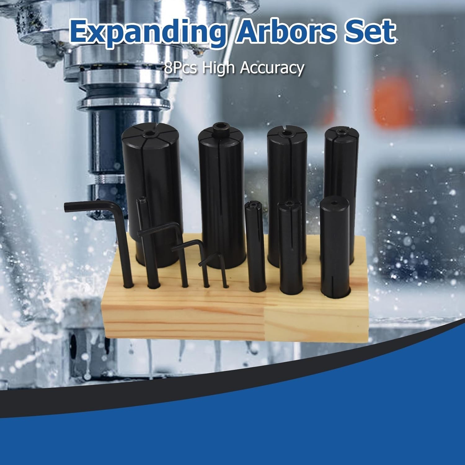 Expanding Arbors Set Mandrels 8Pcs High Accuracy 1/4 Inch to 1-1/4 Inch Lathe