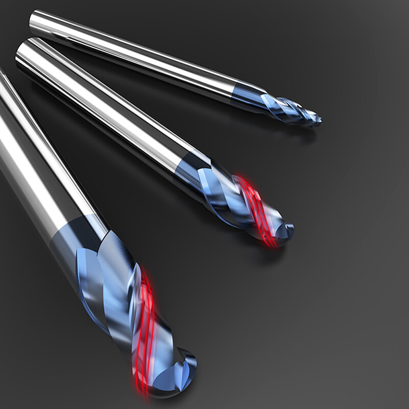 2 Flute Ball Nose End Mill Solid Carbide Milling Cutter Bit TiSiN Coating HRC45