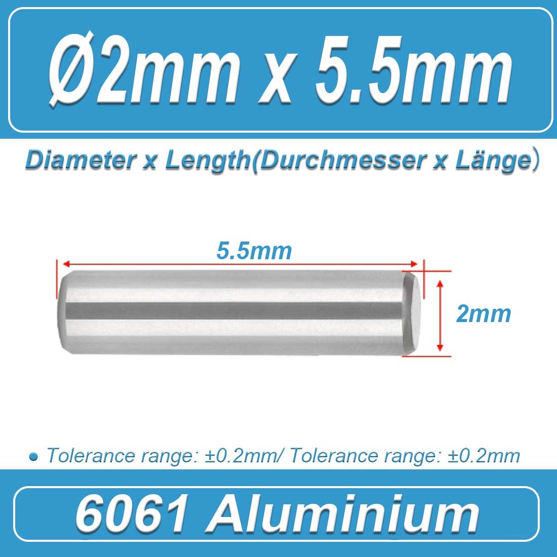 Aluminium Round Bar Metal Rod Ø2~12MM Lengths 5.5/6.5/7.5/8.5/9.5/10.5~16.5mm