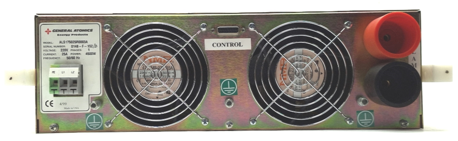General Atomics ALS175025R0003A LASER Power Supply, 4.5kW, 1PH 220VAC 25A