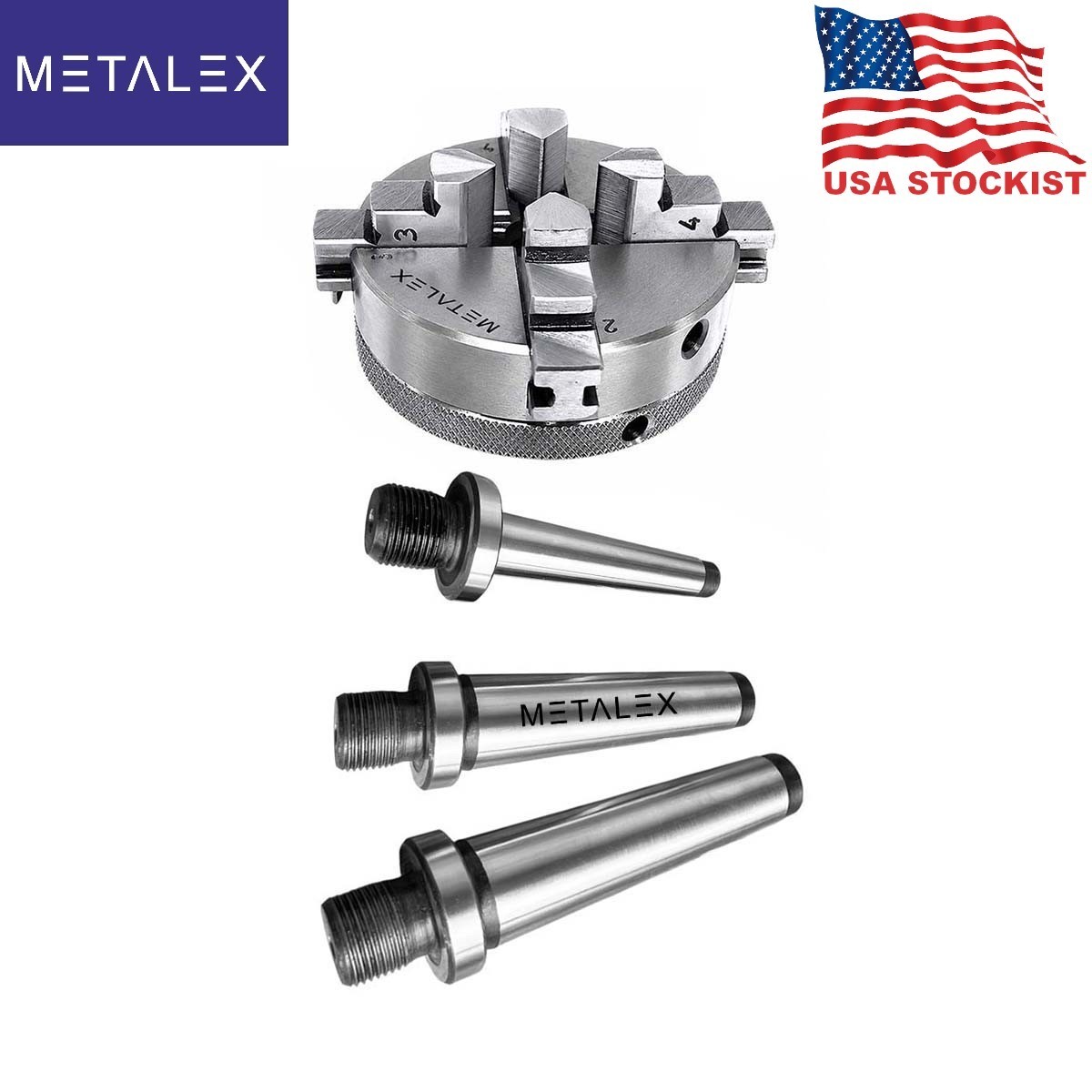 2-1/2″ 4 Jaw Self Centering Mini Small Baby Lathe Chuck Set MT1 MT2 & MT3 Arbors