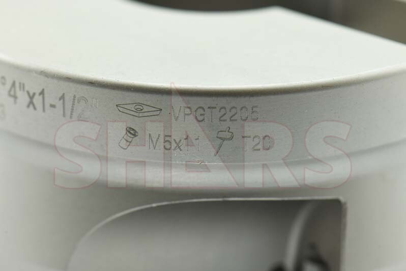 Shars 4″ 90 Degree Square Shoulder Indexable Face Mill VPGT Insert S[