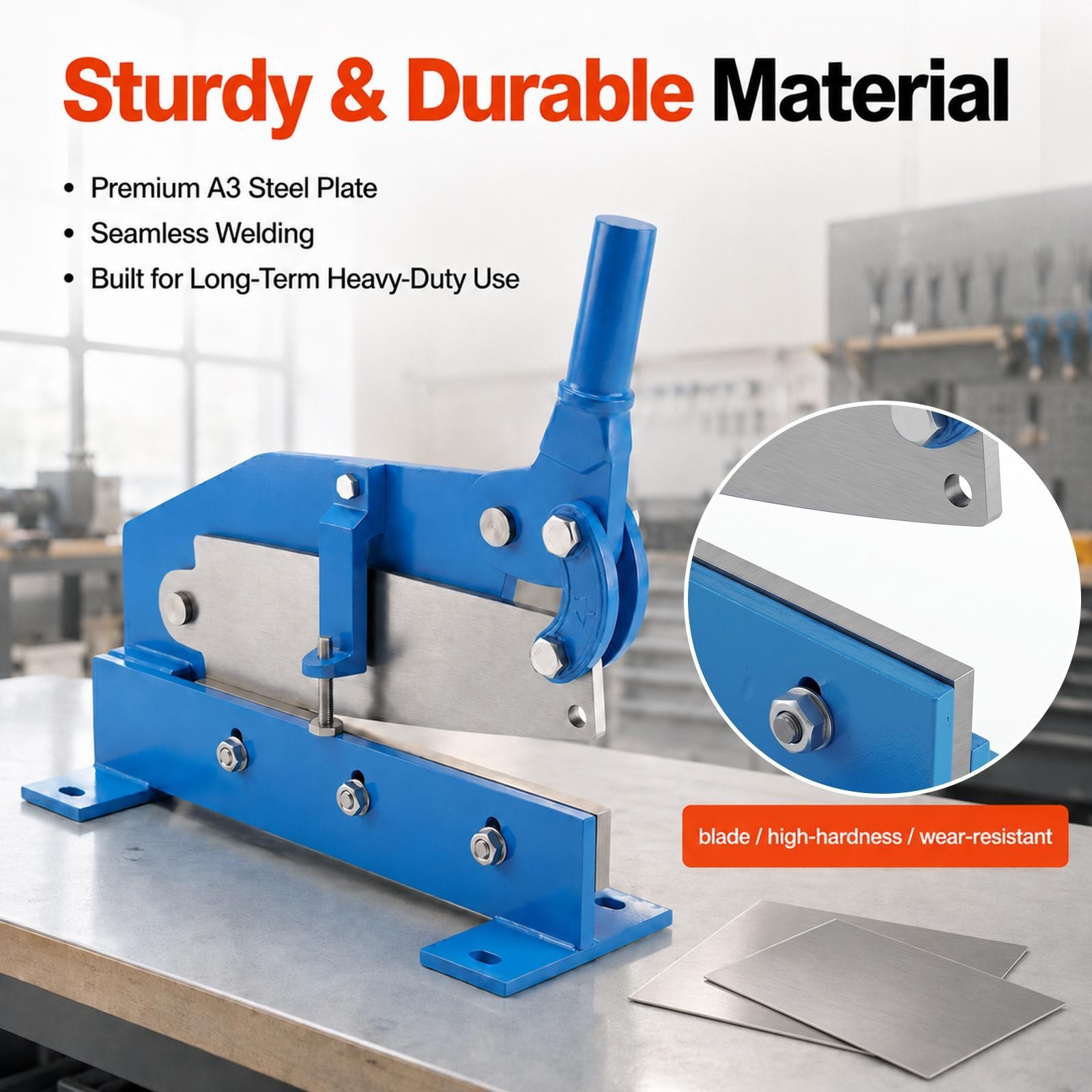12in Mounting Benchtop Manual Hand Plate Shear Cuts Sheet Metal, Rebar