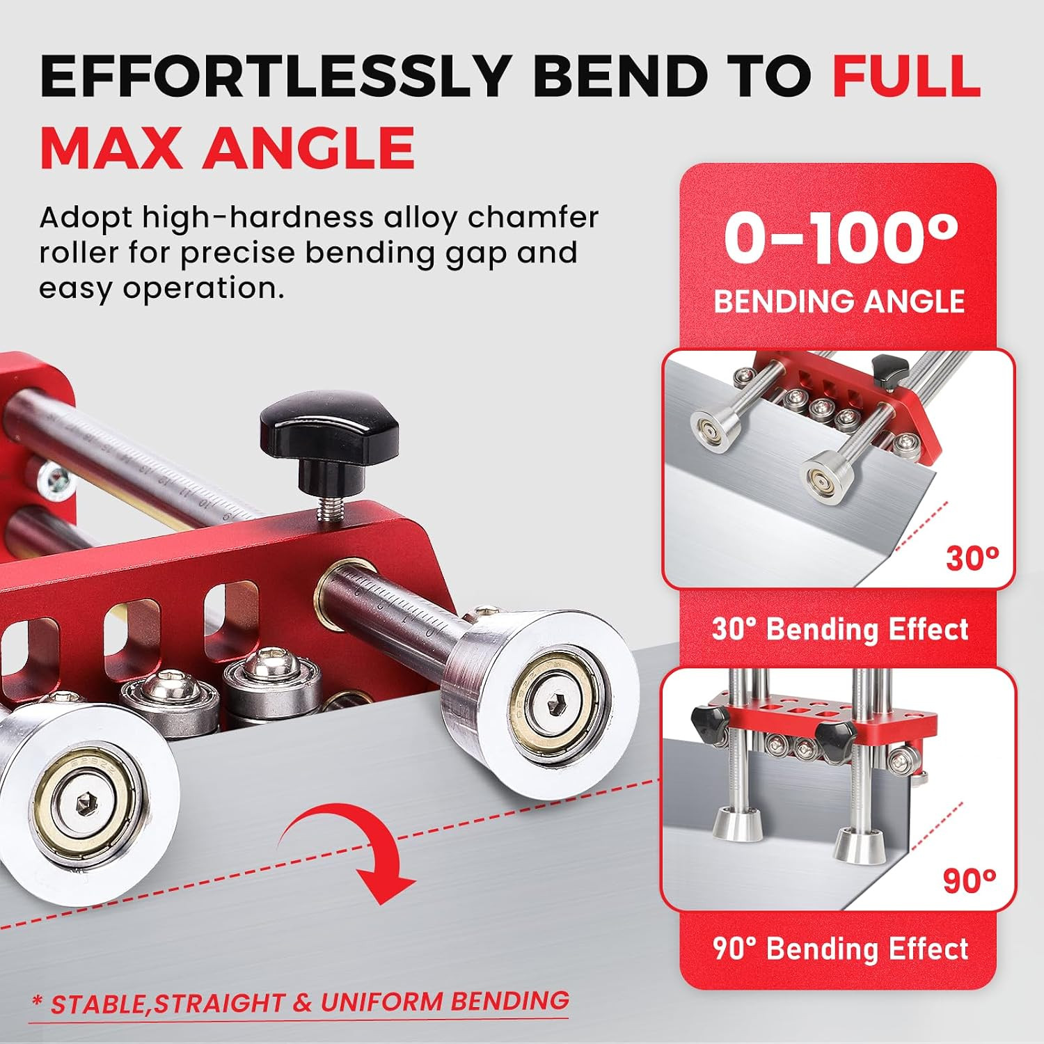 Sheet Metal Roller 2 Station Metal Bender, 0-100° Adjustable Bending, Portable 7