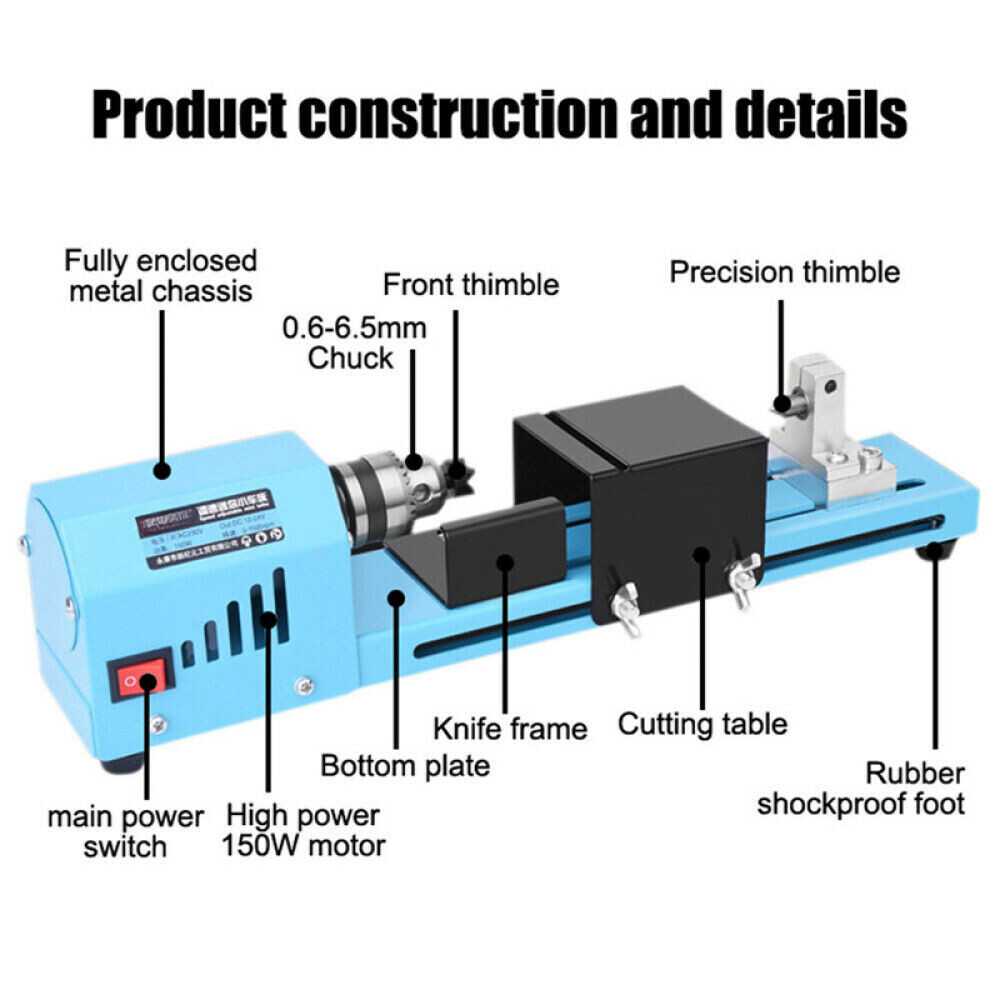 150W 12V/24V DIY Mini Lathe Beads Machine Grinding Woodworking Drill Craft Tool