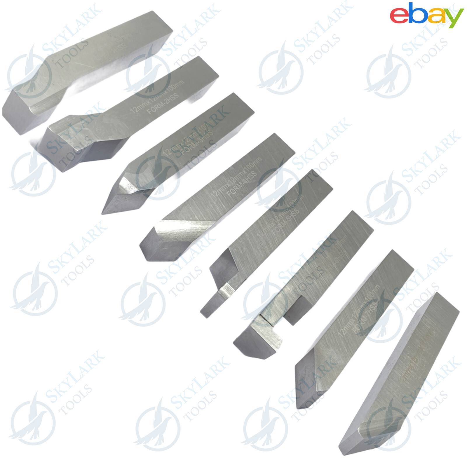 HSS Lathe 1/4″ Form Tools Set Of 8 Pieces Square Shank Lathe Pre Formed Tools