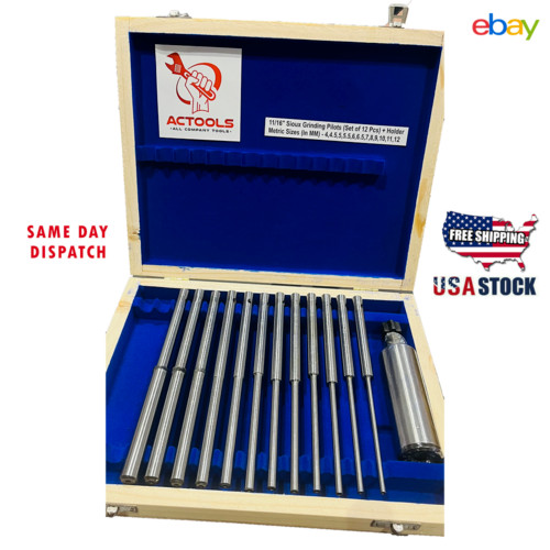 12 Pcs Sioux Valve Seat Grinder Pilot (4mm -12mm) With Holder 11/16 USA
