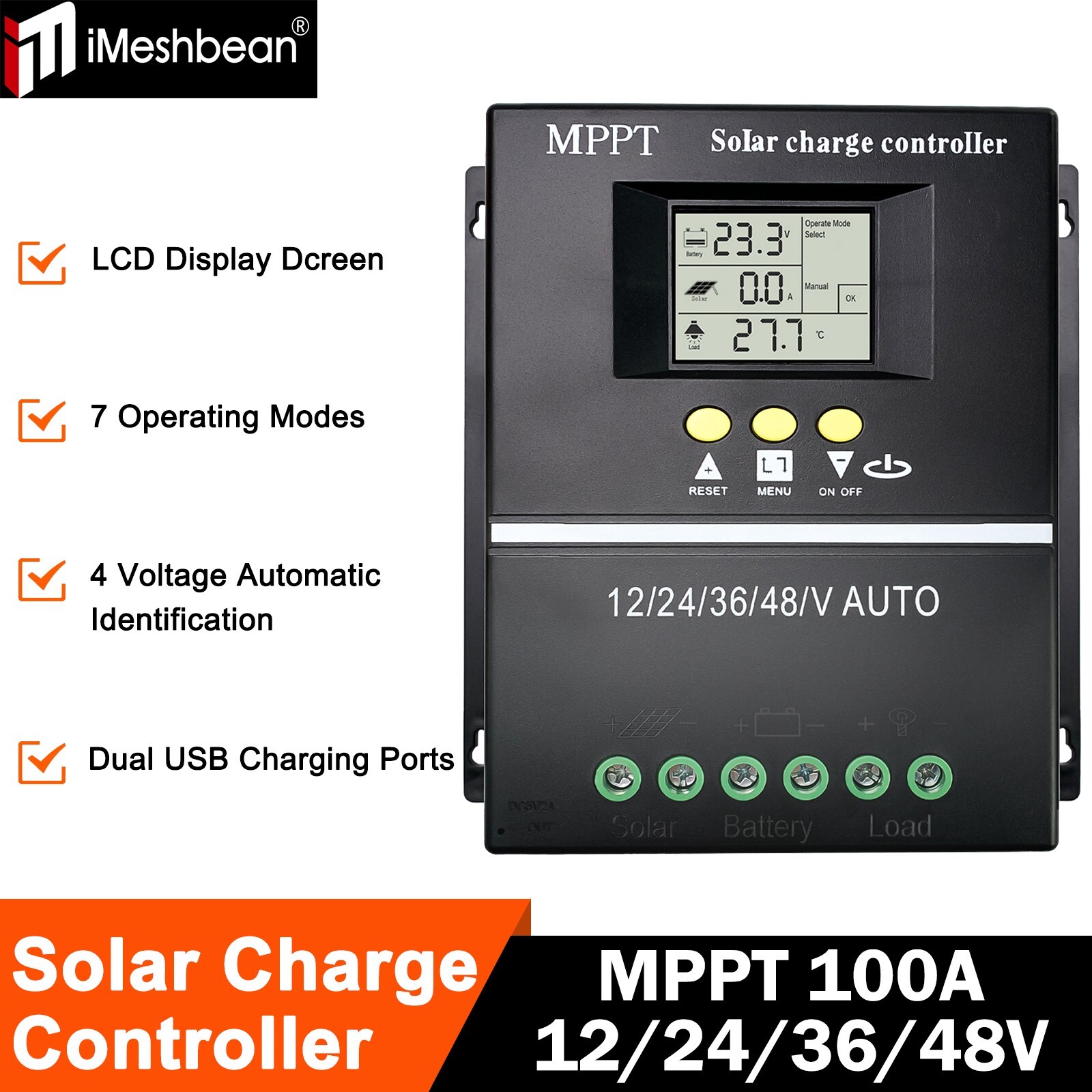 100A MPPT Solar Charge Controller 12V/24V/36V/48V Solar Panel Battery Regulator