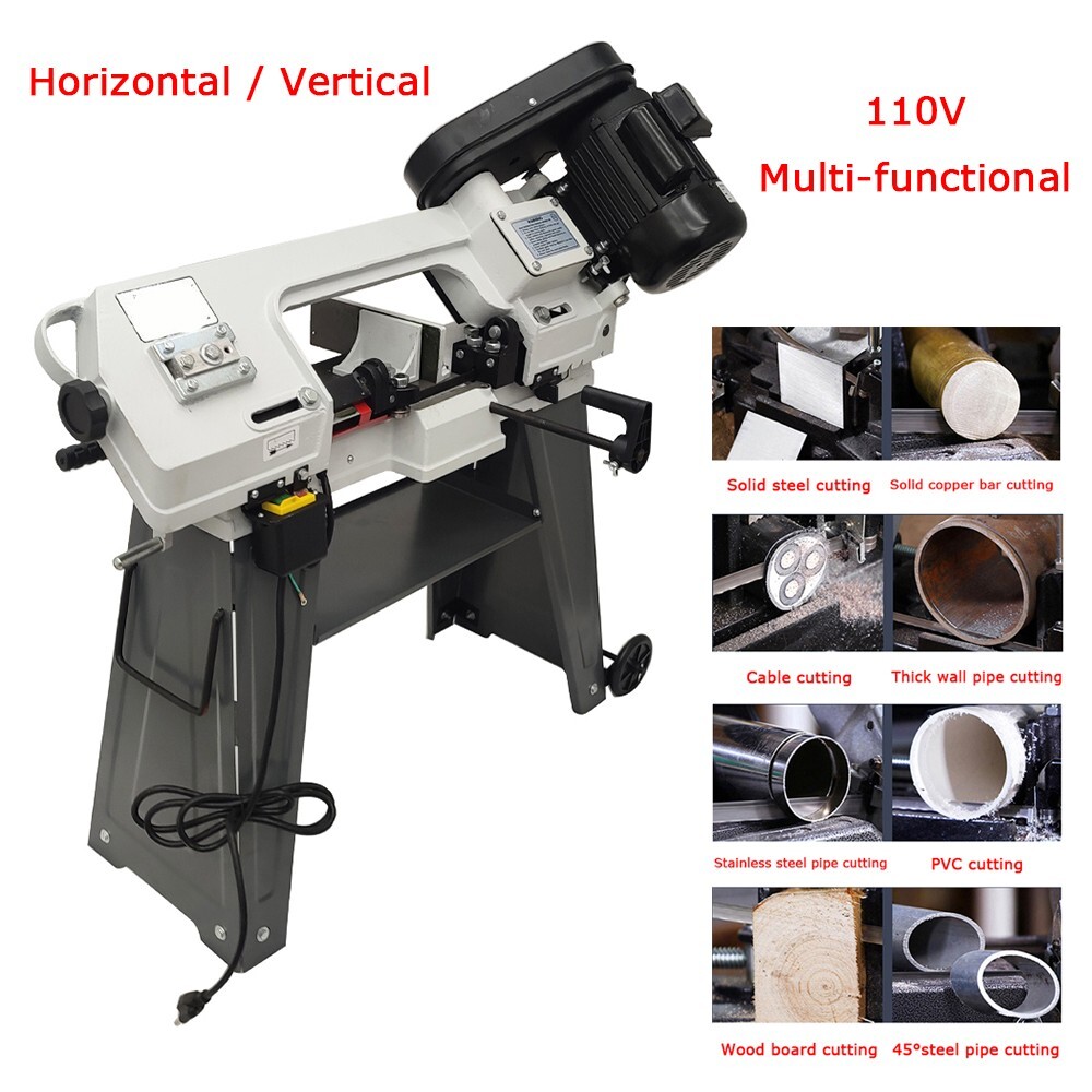 Horizontal / Vertical Metal Bandsaw 110V Multi-functional Metal Cutting Machine