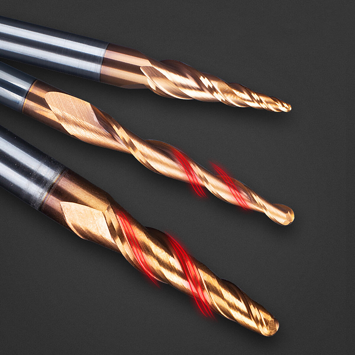 Ball Nose Tapered End Mills HRC55 R0.25 – R2 Carbide CNC Cutting Steel