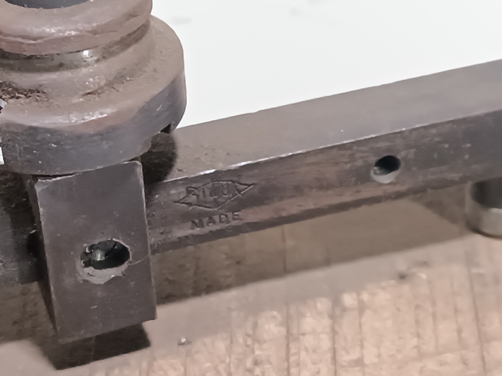 Unbranded Manual Toggle Arbor/Staking Press on a Wooden Base, Vintage Bench Tool