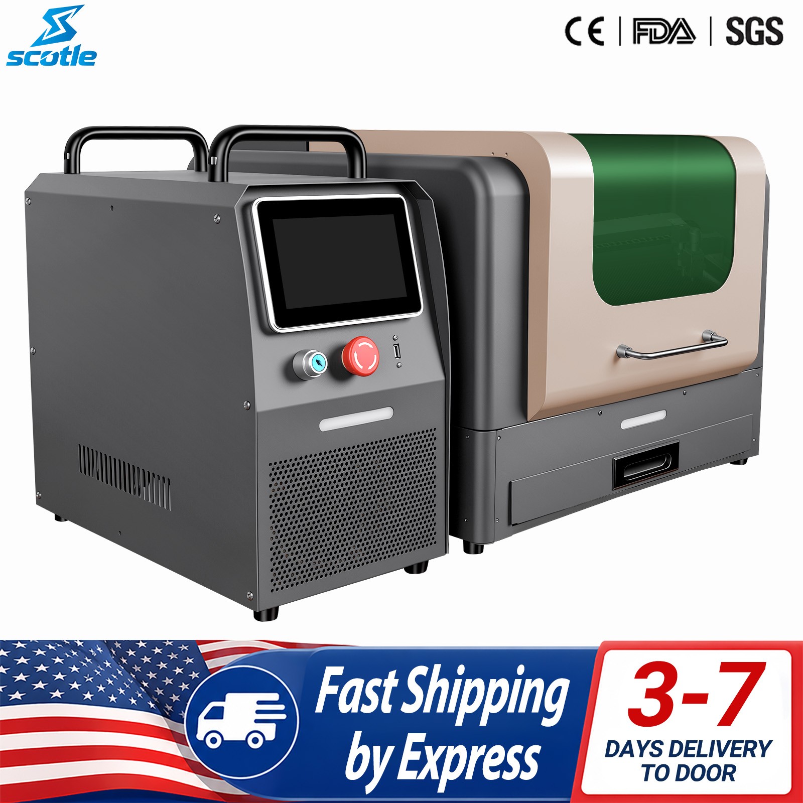 Desktop Fiber Laser Cutter 1200W 2 in 1 Cutting Marking for Metal High Precision