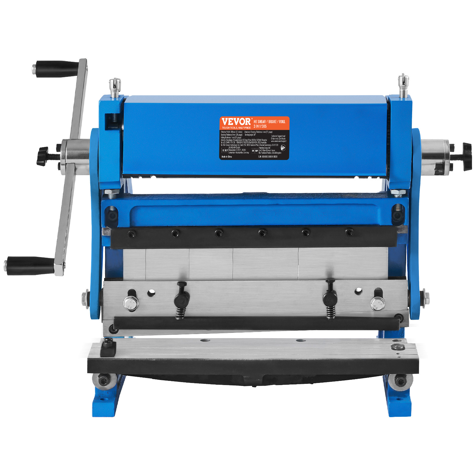 VEVOR 12-In Sheet Metal Shear 3-In-1 Combination Shear Brake Roll Machine 20 GA
