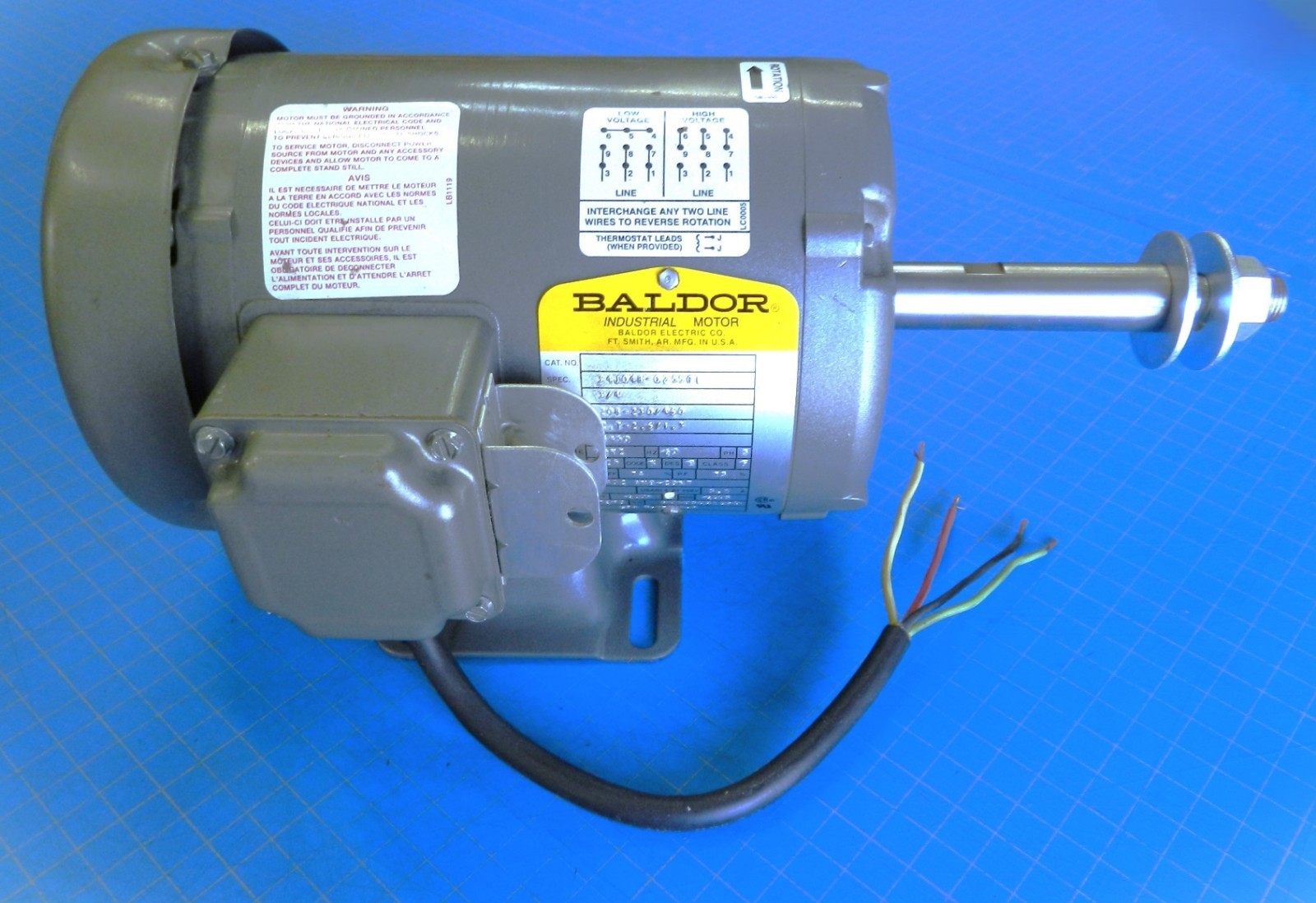 Baldor Industrial Motor 3/4HP, 1750 RPM, 3 Phase Motor with 5/8” Threaded Shaft