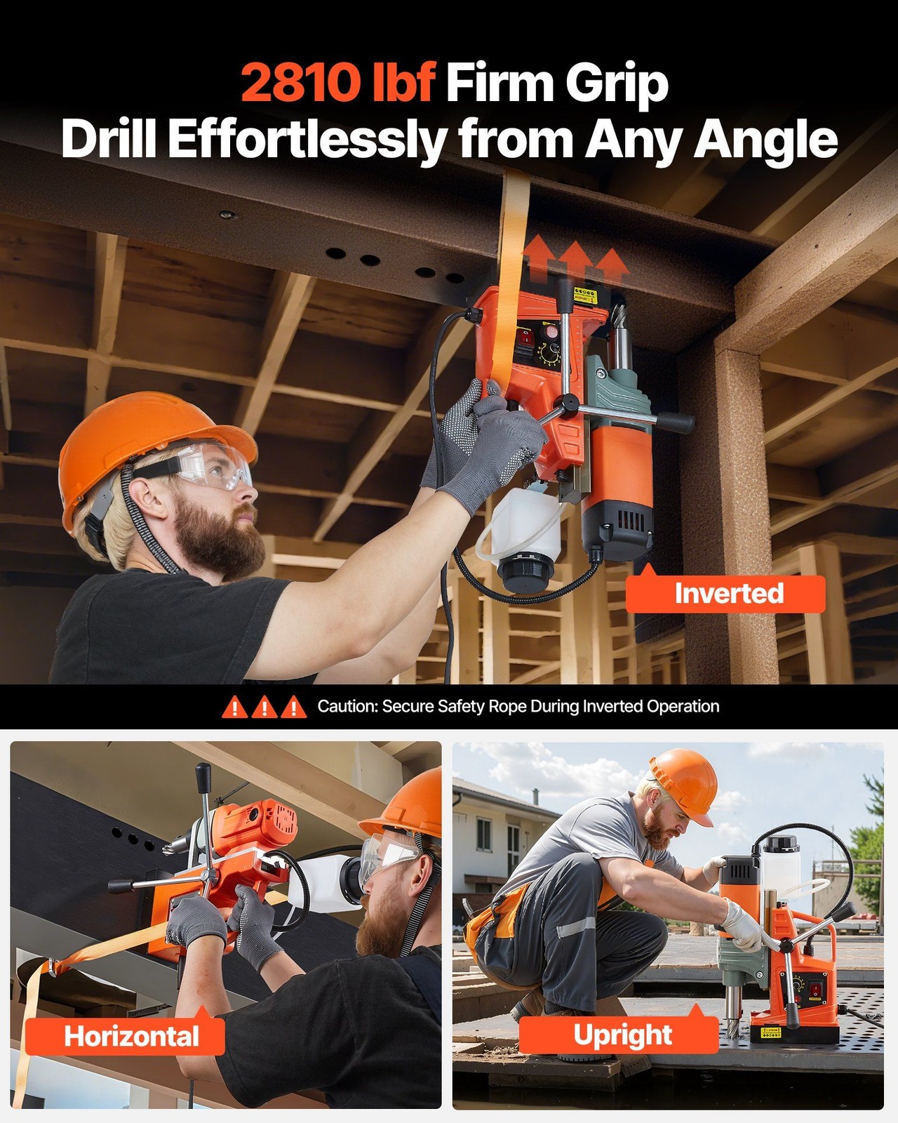 1400W Portable Mag Drill: 2″ Bore, 2810lbf, 0-800 RPM, Weldon