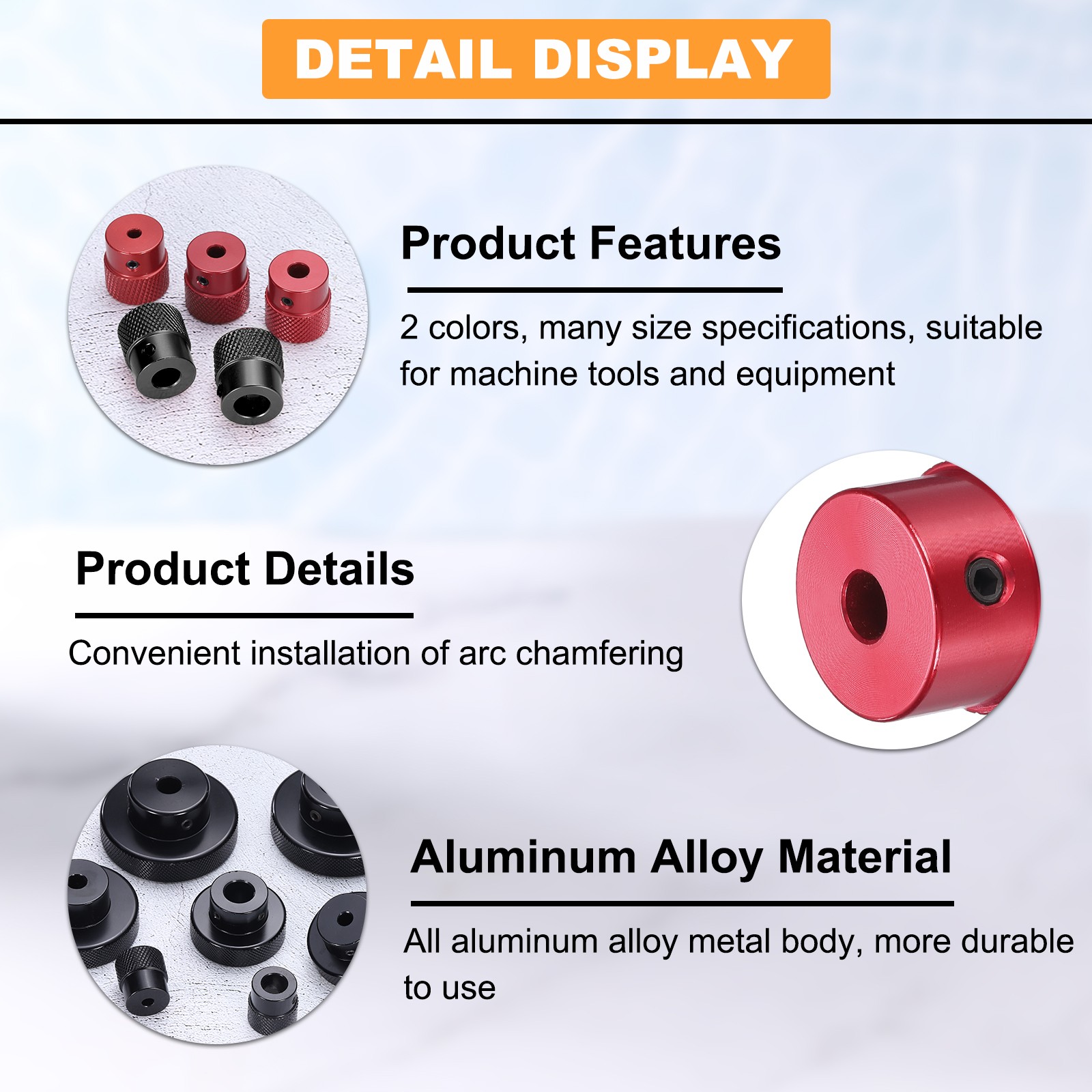 Anodization Aluminum Alloy Handwheel 4mm Bore 20mm OD Knurled Knob, Red