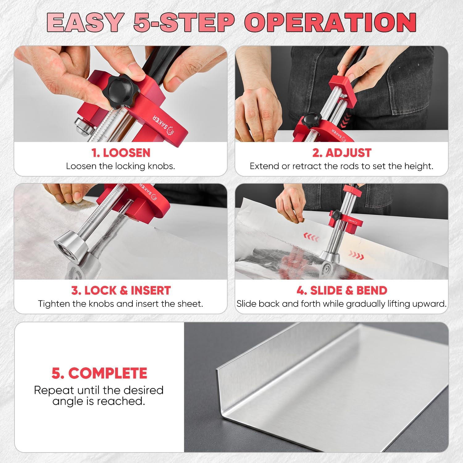One-Station Sheet Metal Bender, Sheet Bending Roller Tool | Adjustable 5 Inch fo