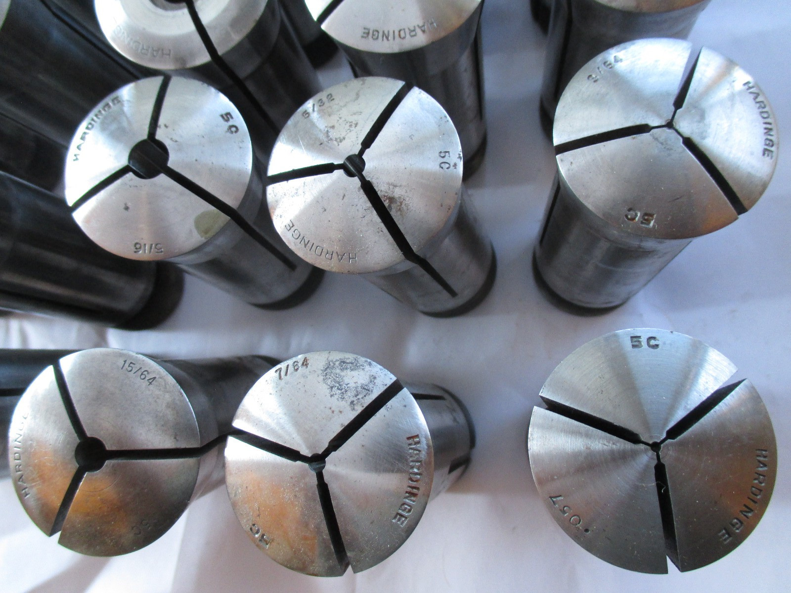 Lot Set of 30 Hardinge 5C Collets. Range Is 3/64 to 1″. Half w/Internal Thread