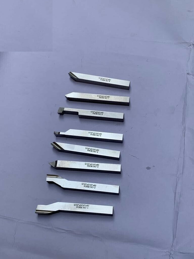 5/16″ x 3-1/8″ Inch HSS M2 Lathe Pre Formed Tools Set Of 8 Pieces Square Shank