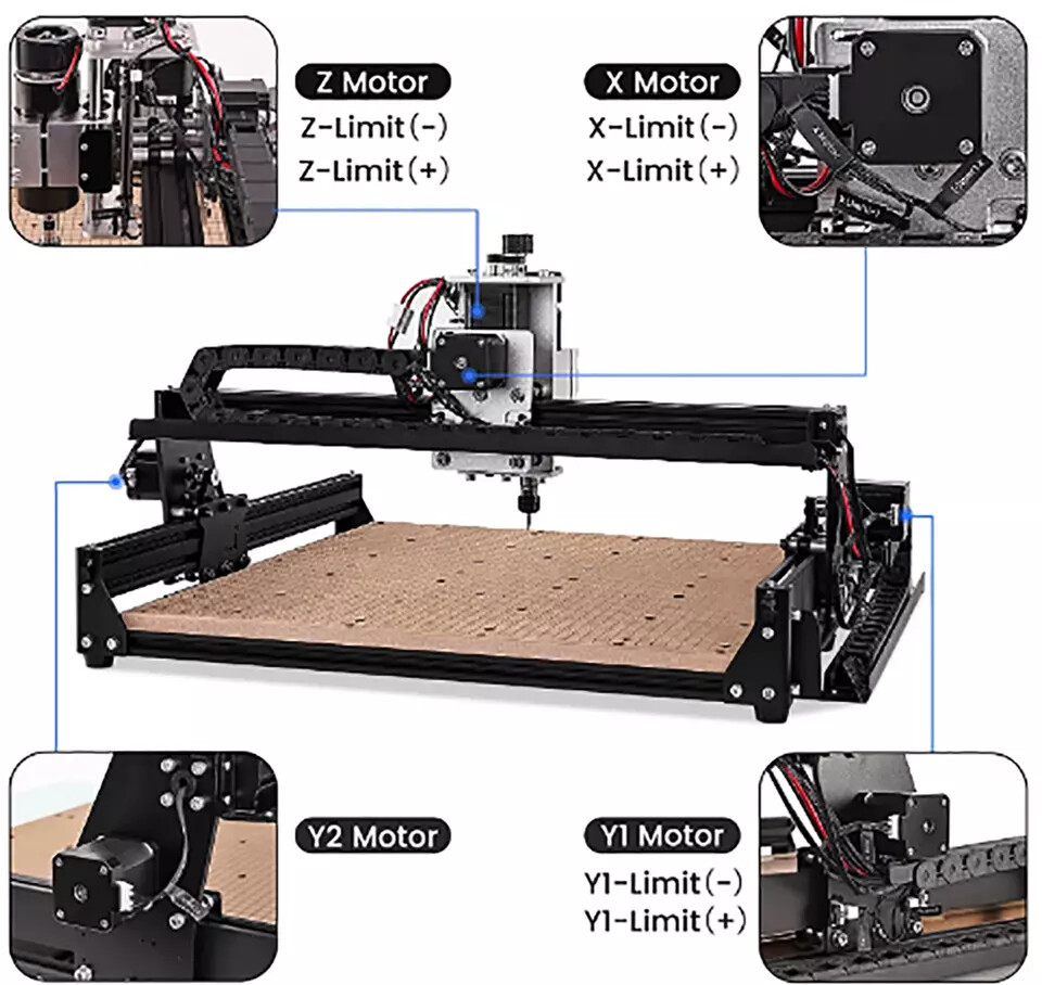 MDF Table CNC 4540 Router 500W Engraver Machine+20W/40W Laser+Offline controlle