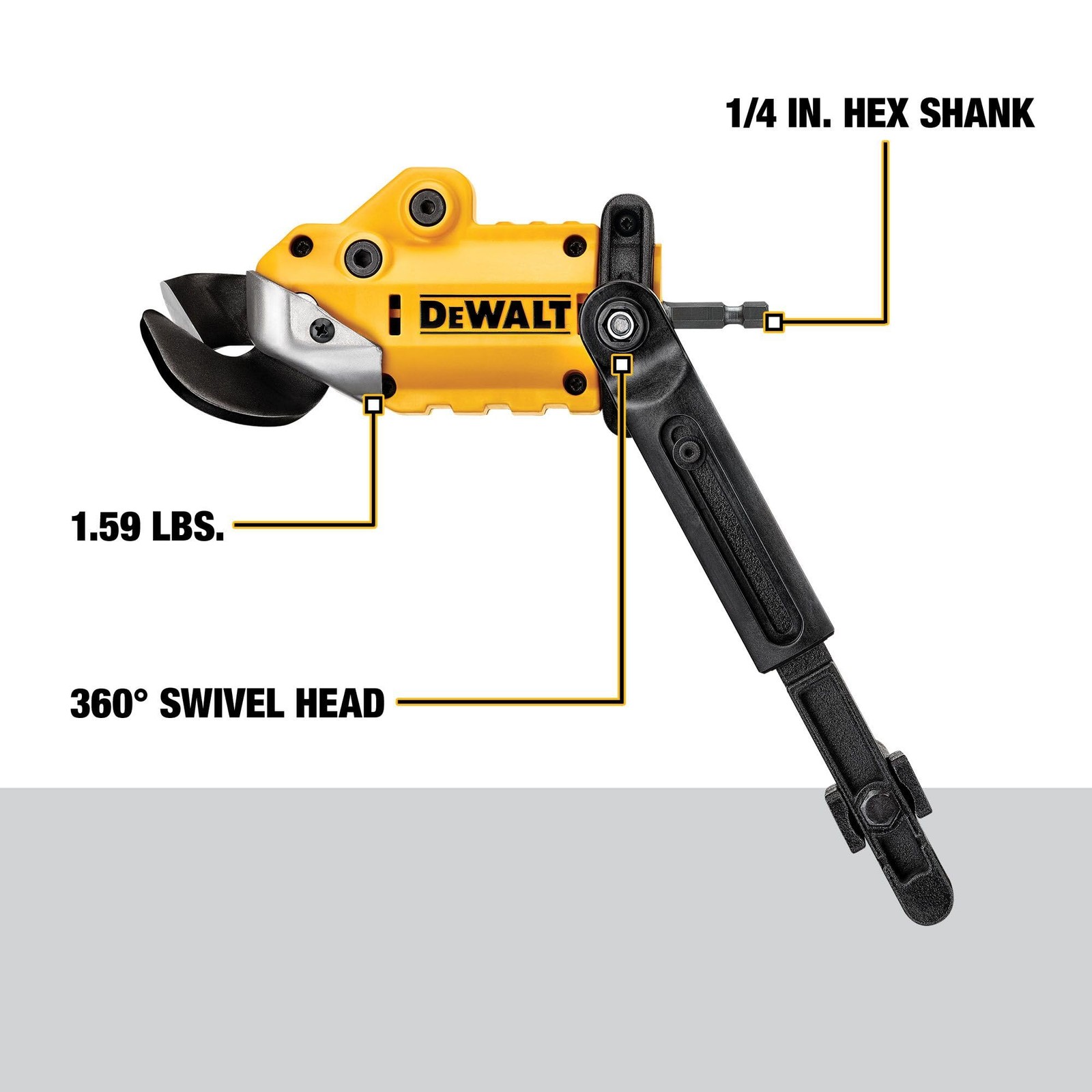 Metal Shear Cutter Drill Attachment Impact Ready 360 Swivel Head Cuts 18ga