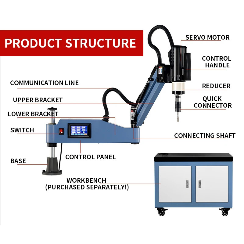M3-M30 CE CNC Servo Electric Tapping Machine 360 Degrees Tapping Arms