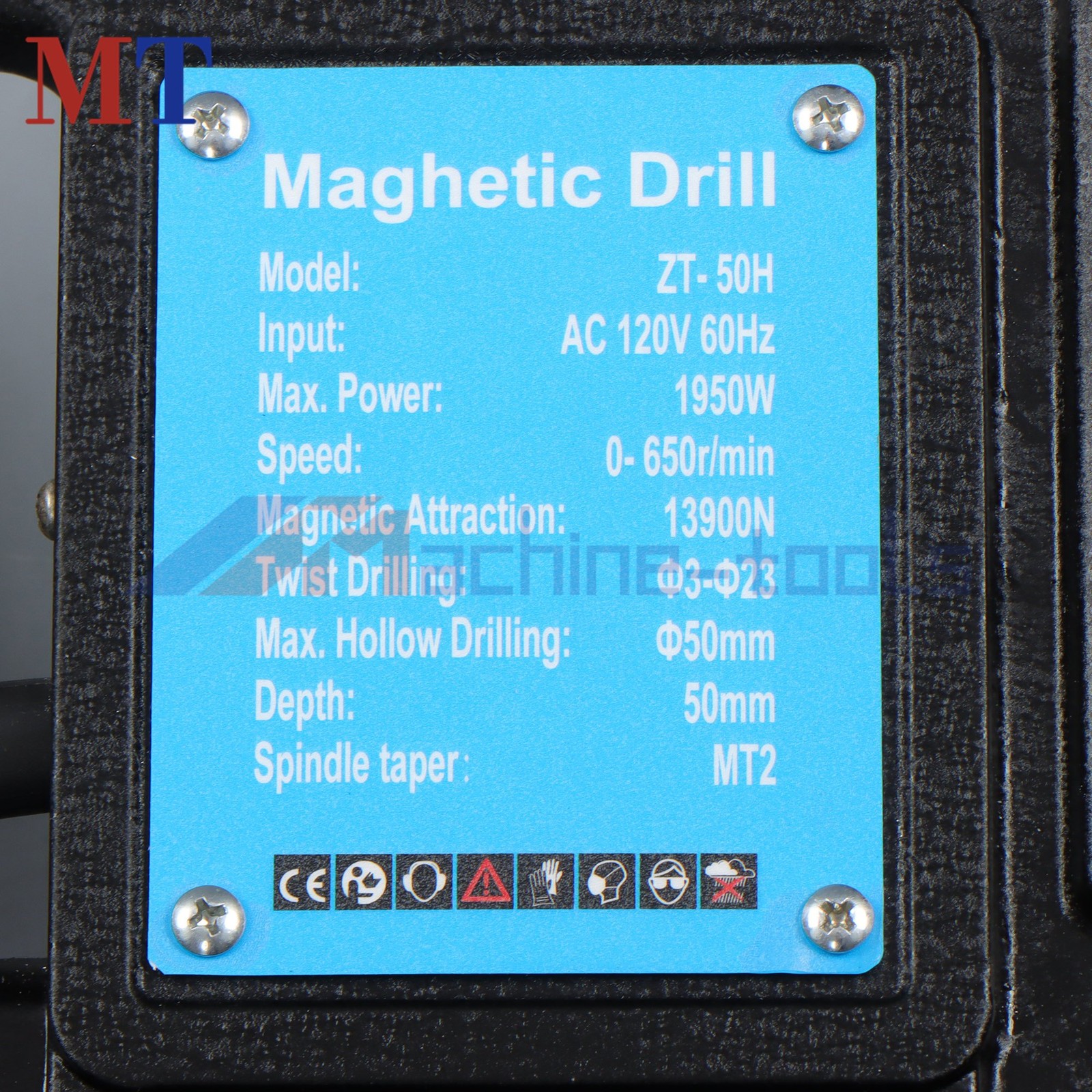 Mag Drill Press with 2″ Dia. 3125 lbf/13900N Mag Force, 650 rpm Power, 1950W