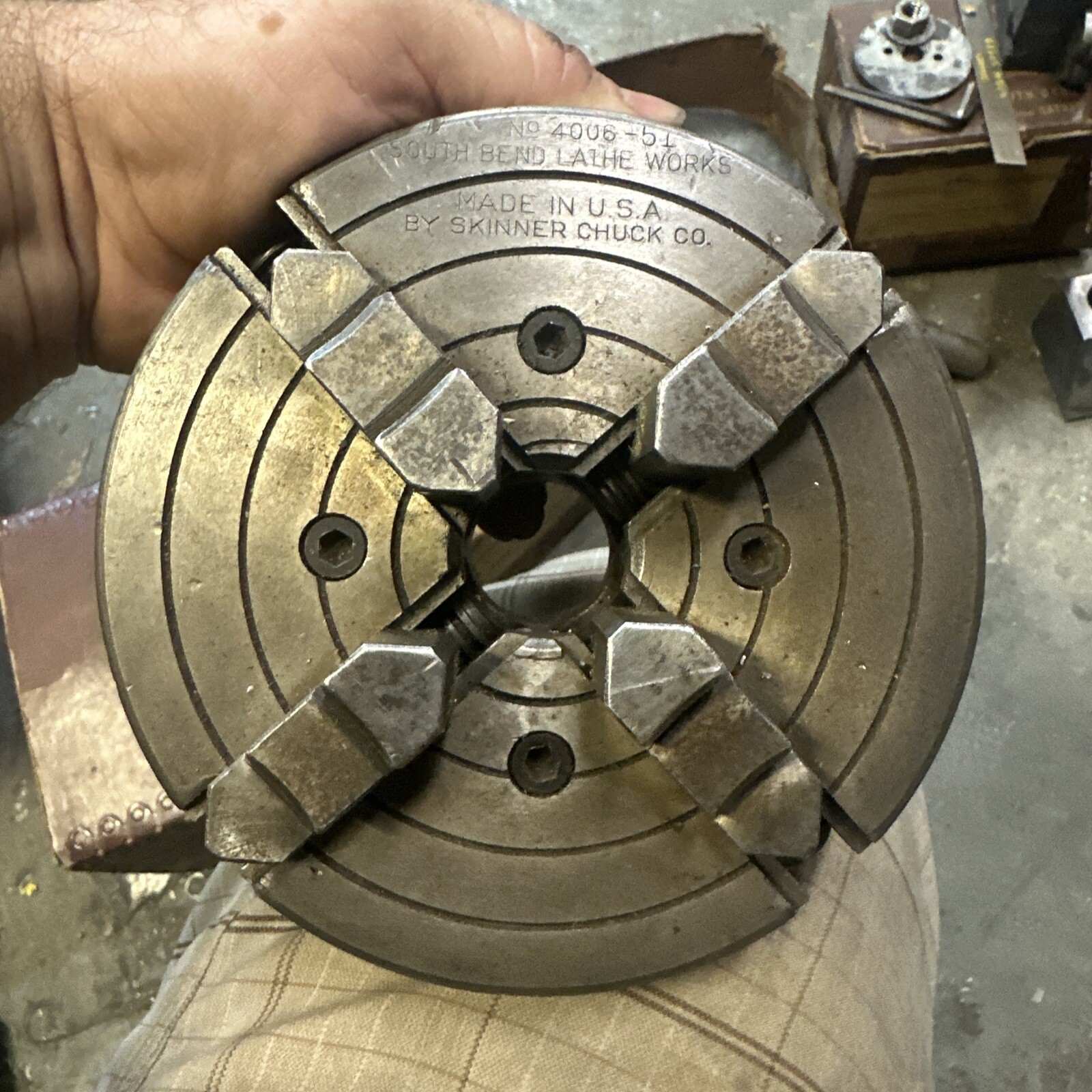South Bend Lathe Works 9” Metal Lathe Tooling Lot Chuck Faceplate Tool Post Jig