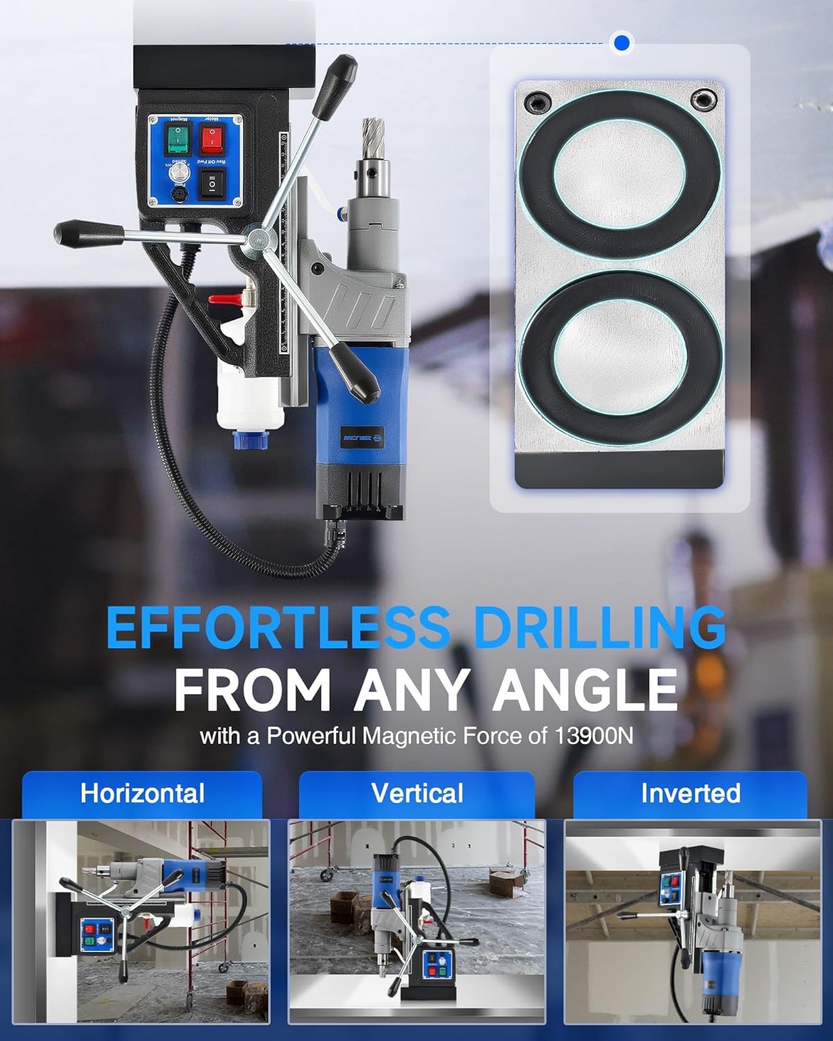 1550W Portable Mag Drill Press w/ Bits, 2″