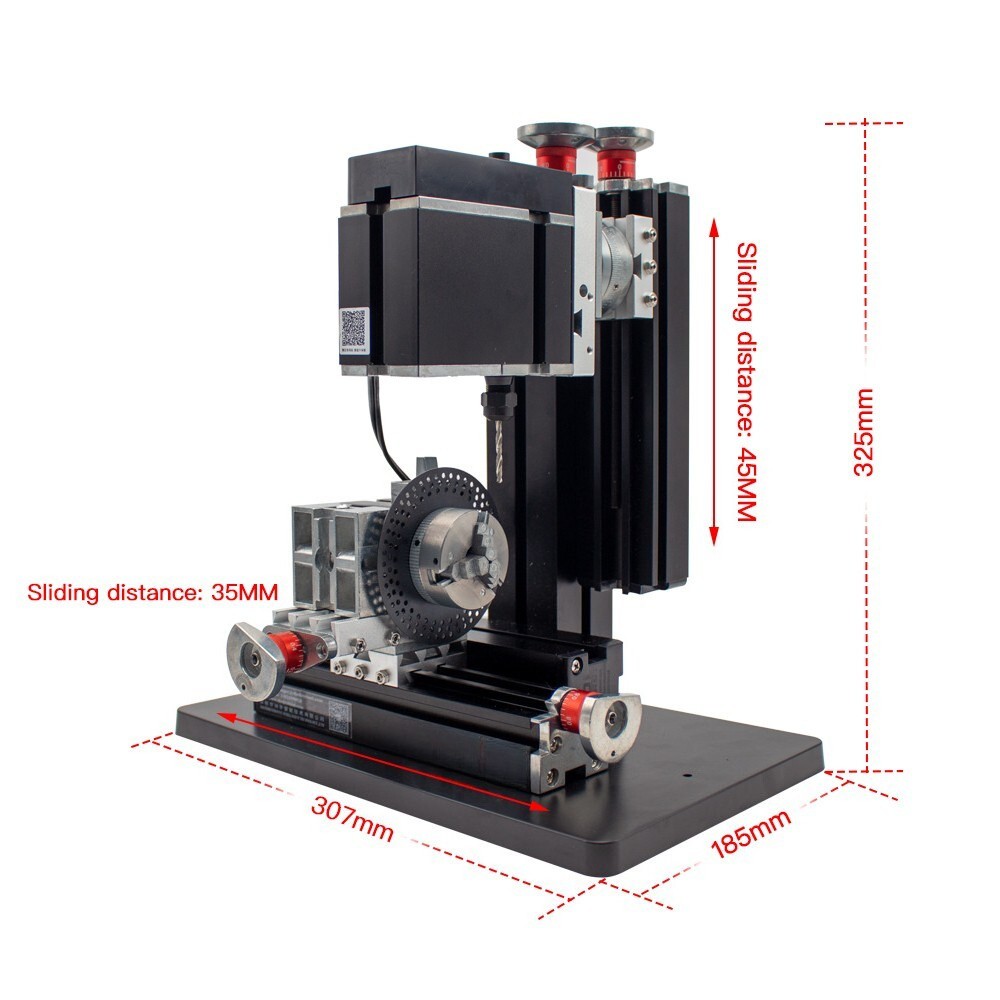 60W Metal Indexing Milling Machine DIY 6 Axis Drilling Milling Machine 12000rpm