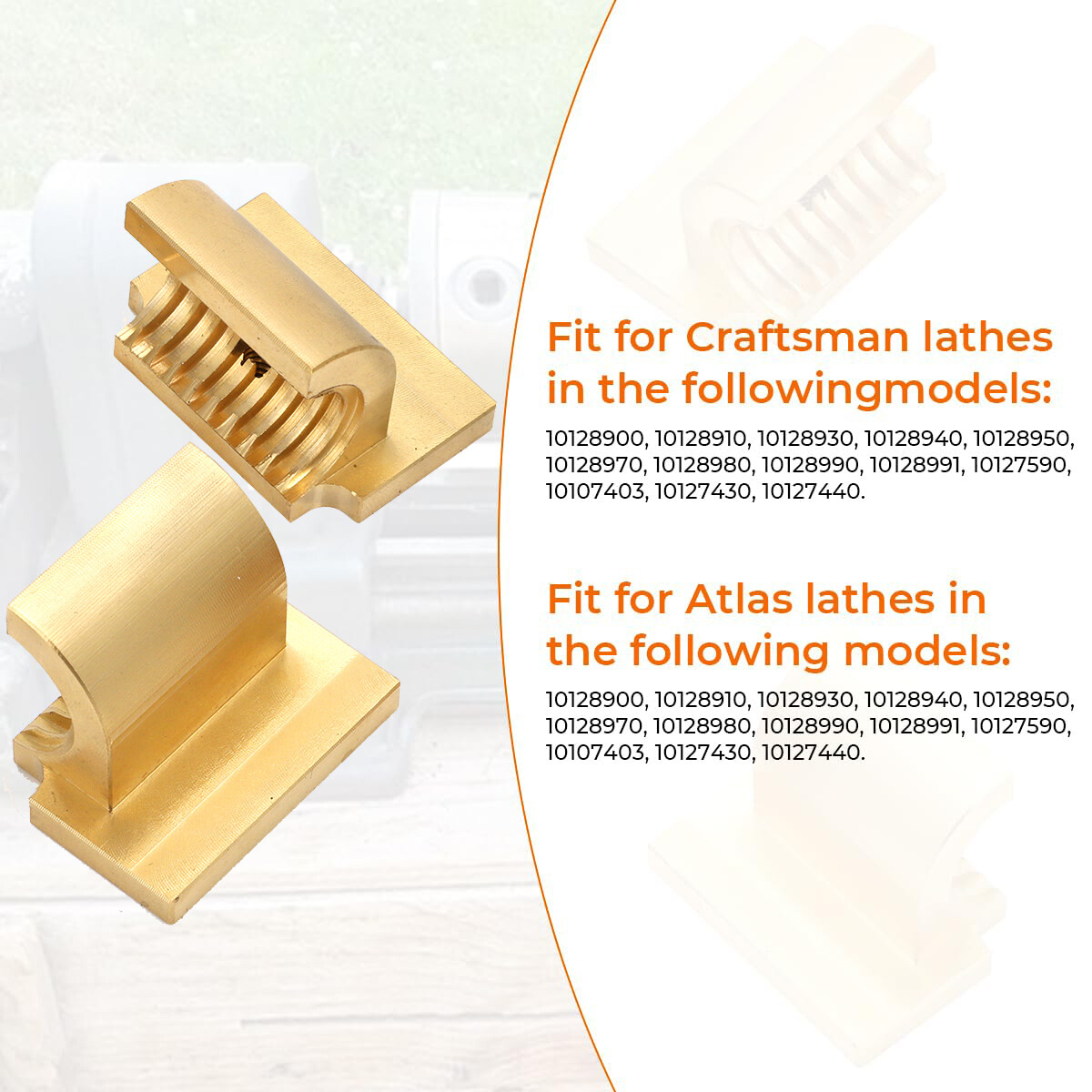 For Atlas / Craftsman 10F-12 10″ & 12″ Lathe Half Nut / Split Nut Brass 2pcs/set