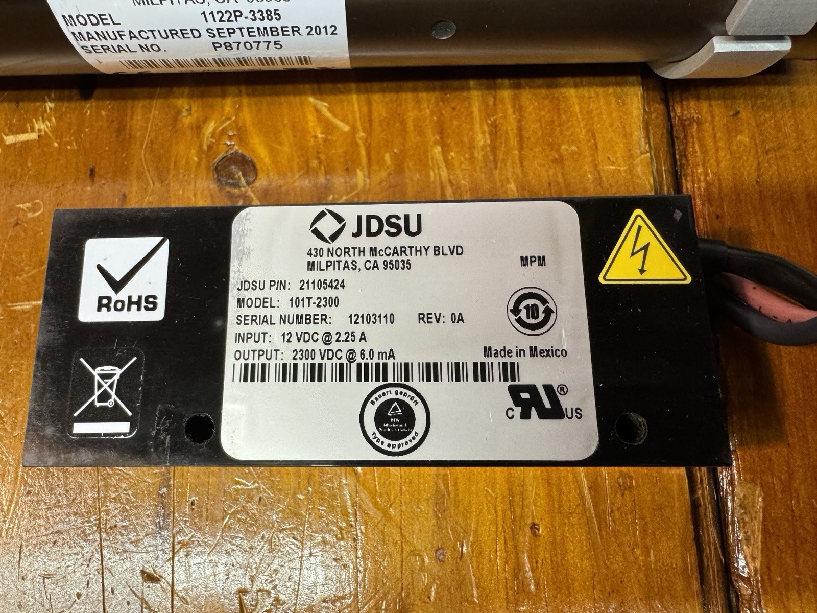 JDSU 1122P-3385 Laser with 101T-2300 Transformer