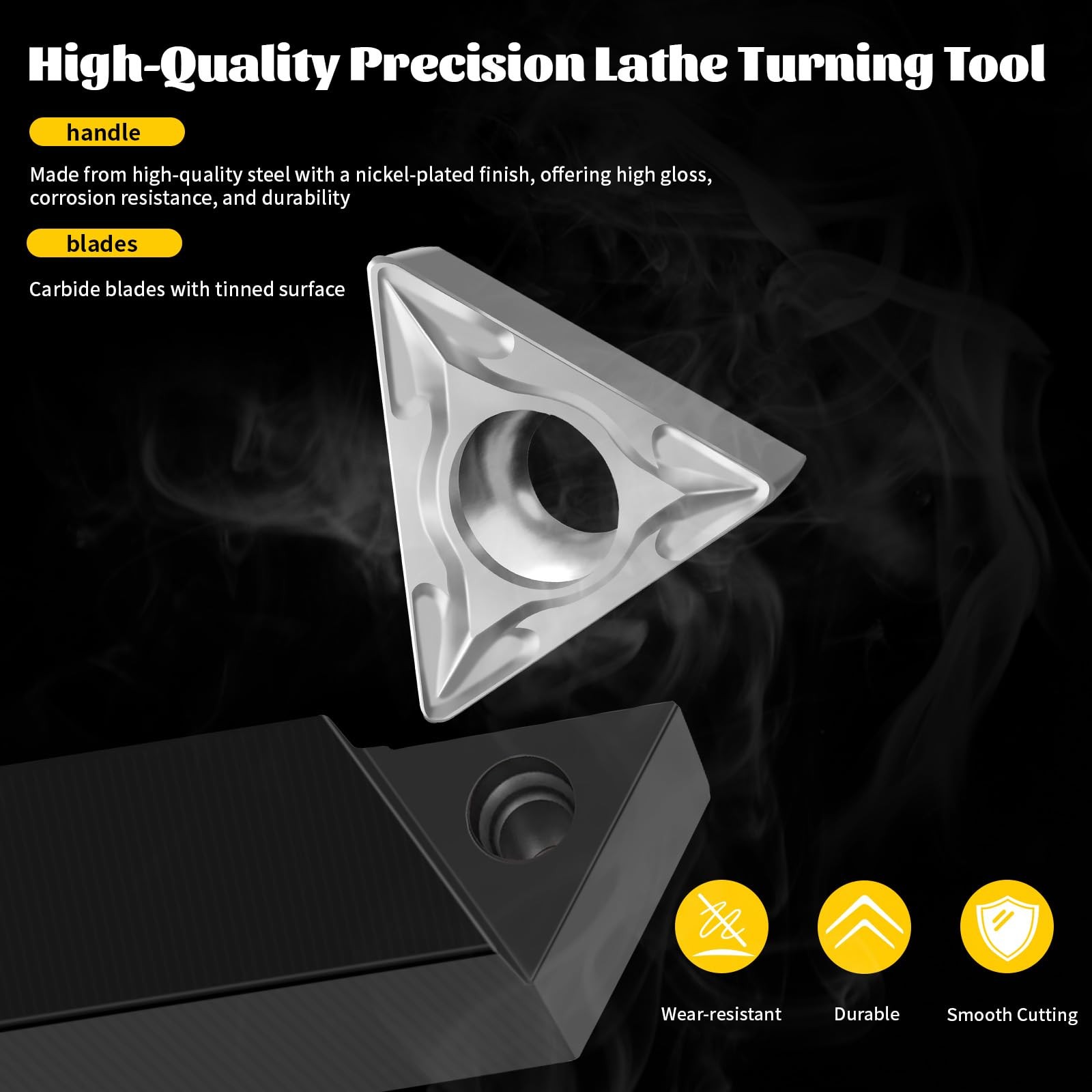 Metal Lathe Cutting Tools,5 Sets of 1/4 Carbide Metal Cutting Tool Bits Kit,Inde