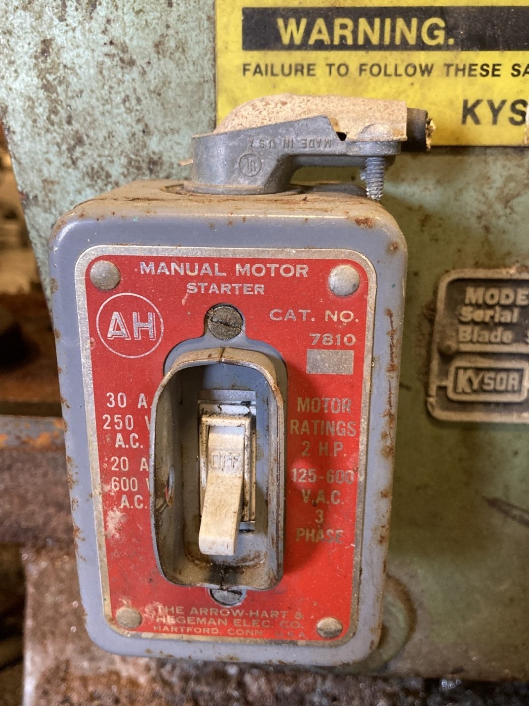 Kysor Johnson Horizontal Band Saw Baldor .5HP, 208-230/460V, Model R