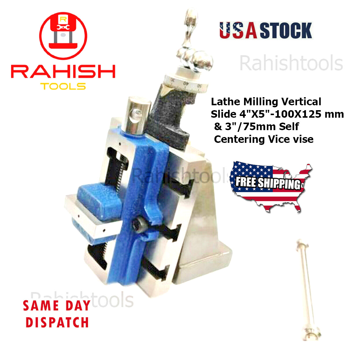 3″/75mm Self Centering Vice & Lathe Milling Vertical Slide 4″X5″-100X125 mm USA