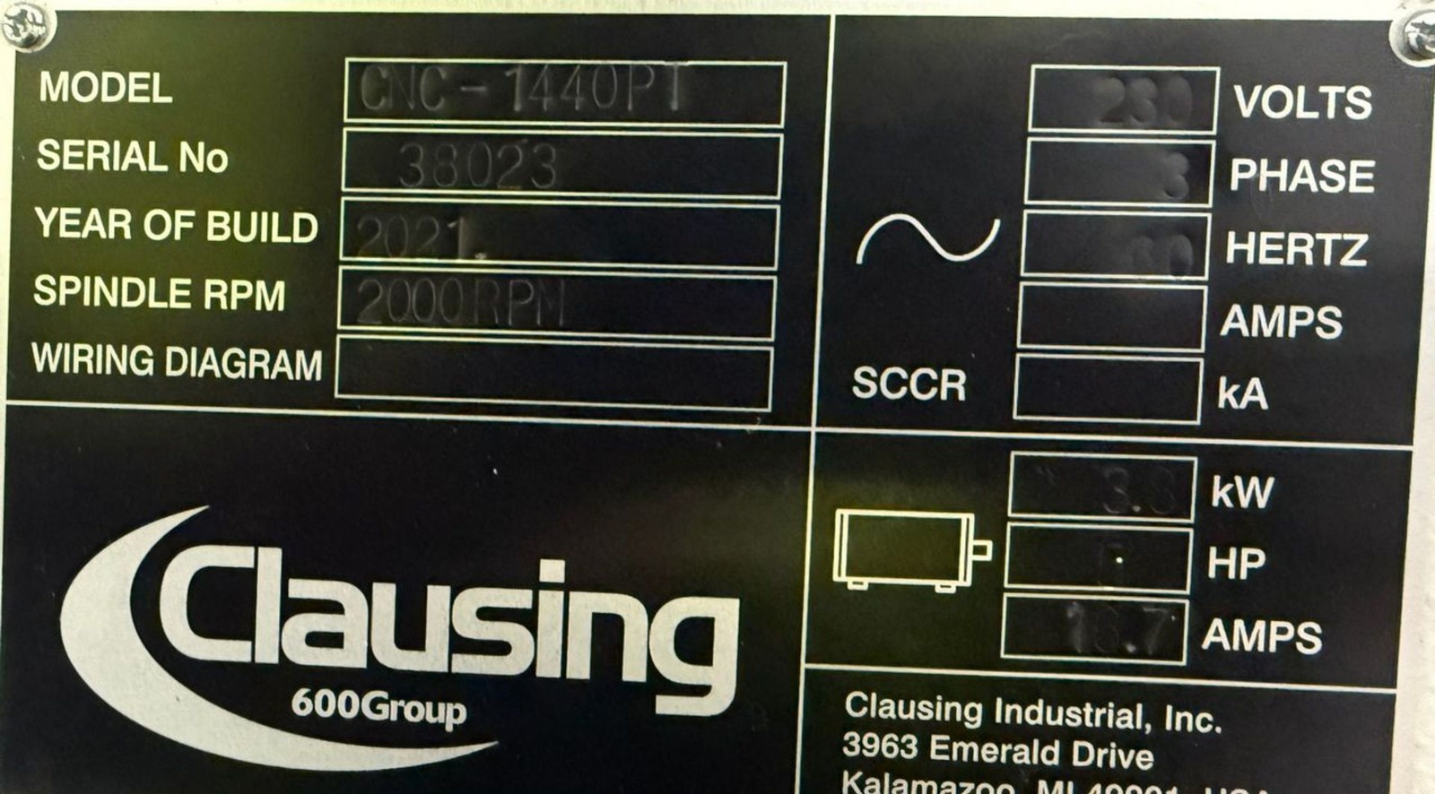 2021 CLAUSING CNC1440PT LATHE w/ACU-RITE TURN POWER CONTROL