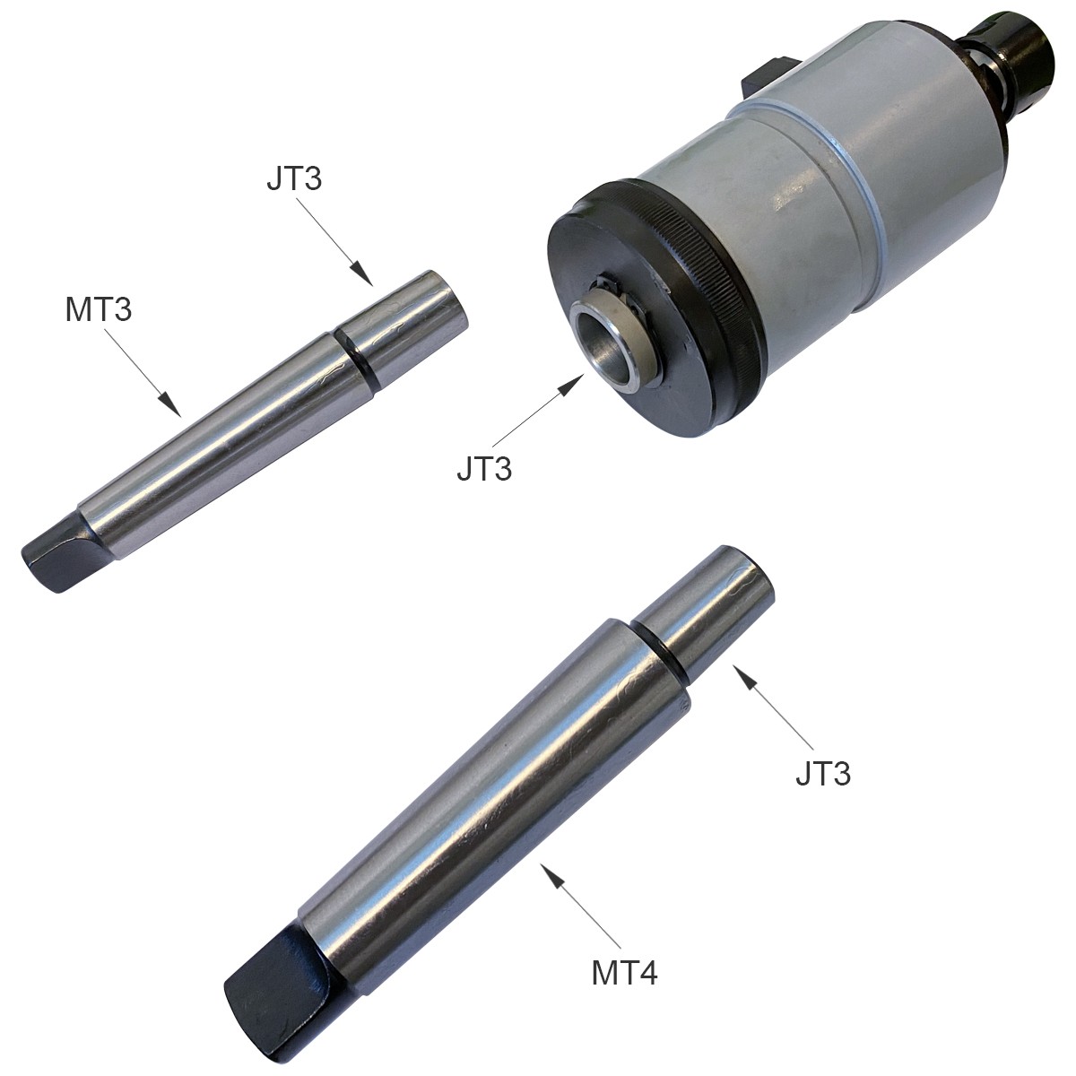 #10-3/4″ JT3 SELF REVERSING TAPPING HEAD,3 & 4MT SHANKS, 2 COLLETS (3900-1750)