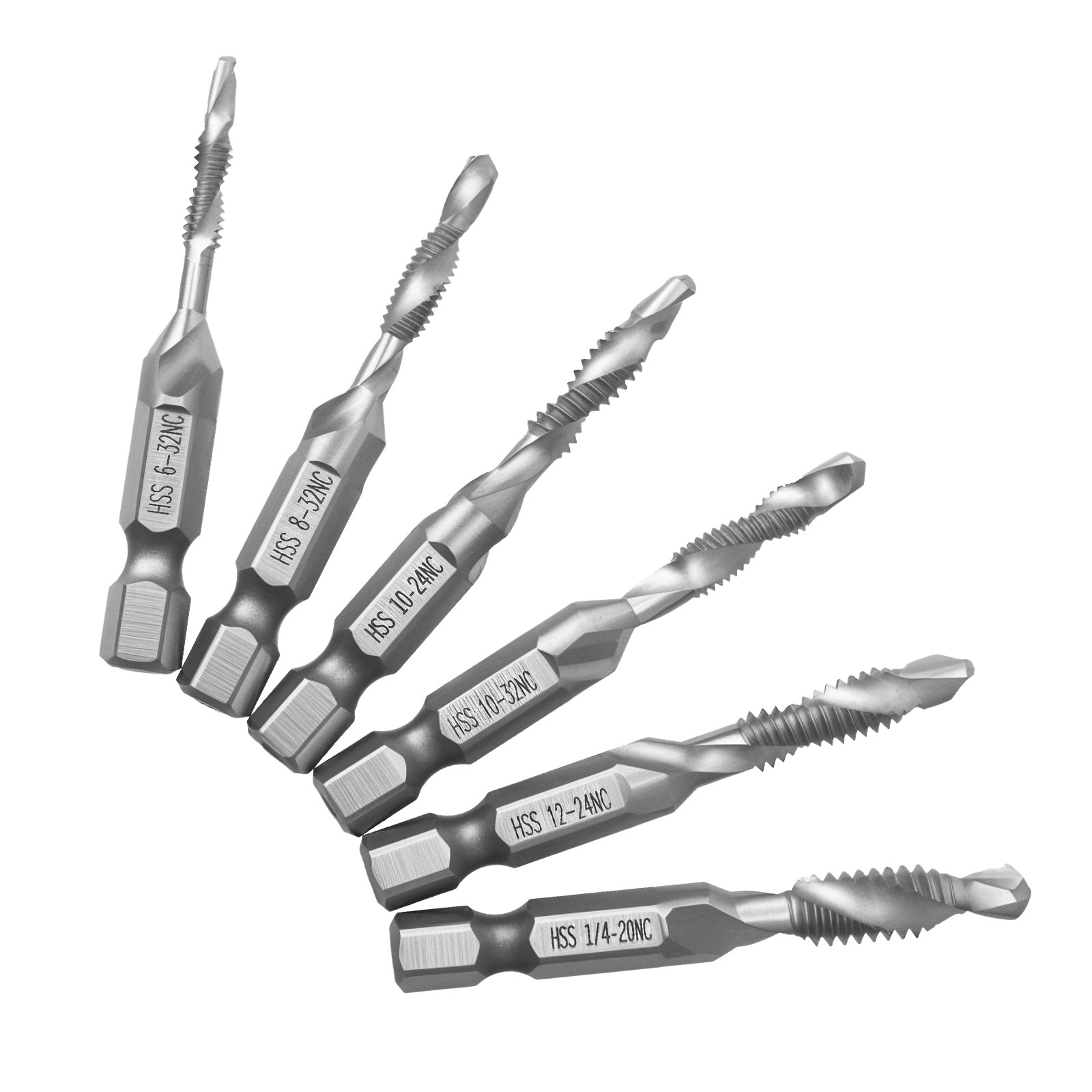 12-Piece Drill Tap Set, American Standard Drill Tap Set High-speed Steel 4341