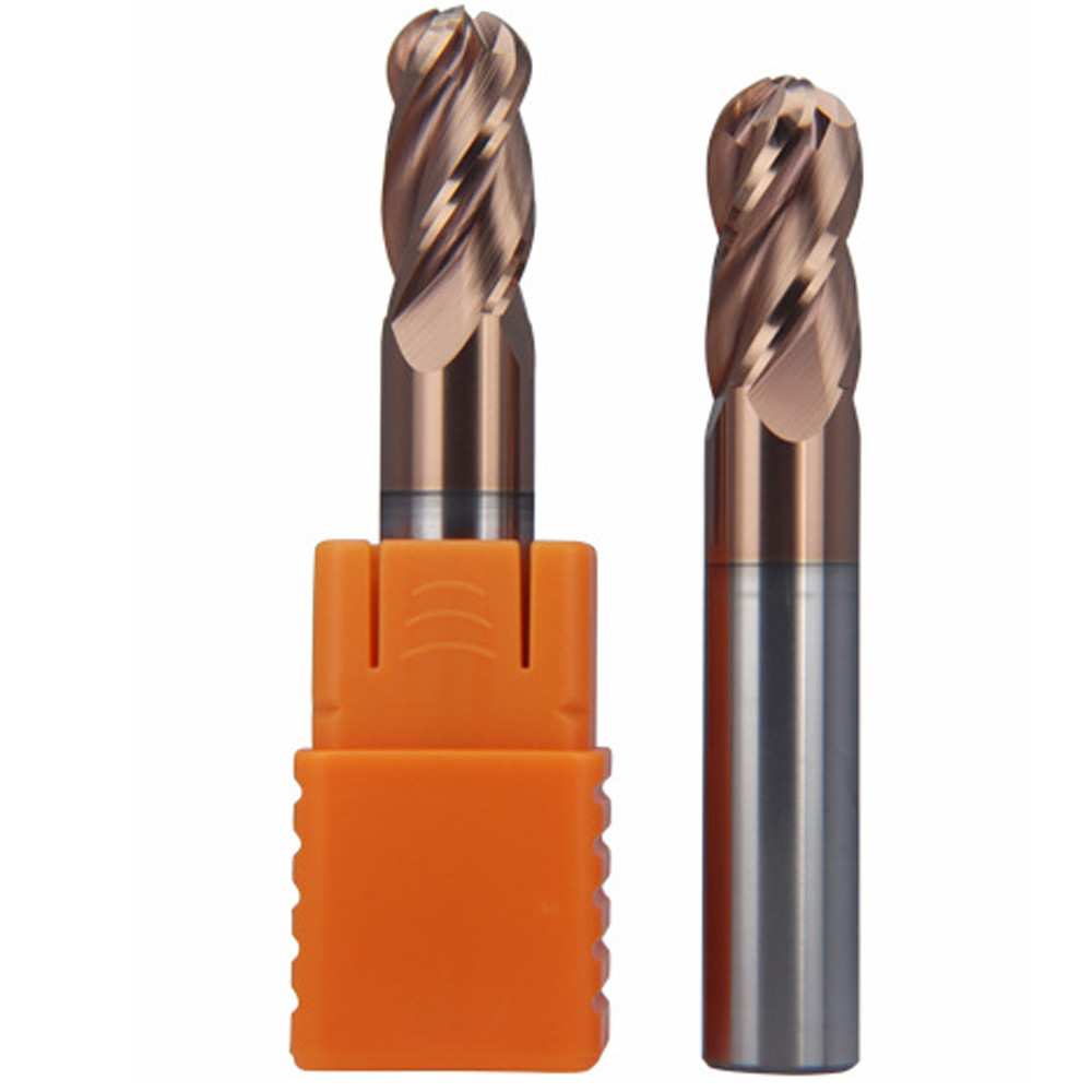 4 Flute R0.5-R10mm Solid Carbide Ball Nose End Mill Slot Drills TiAlN Coated
