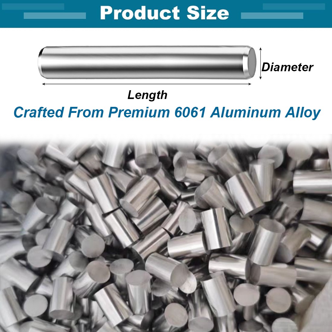 6061 Aluminium Round Bar Rod Diameter 2mm~55mm Solid Connector Stand Support