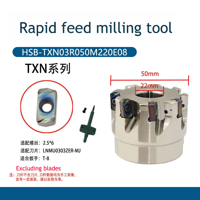 Rapid Feed Milling Tool TXN03R / EXN03R 35 40 50 63 80 mm FOR LNMU0303 insert