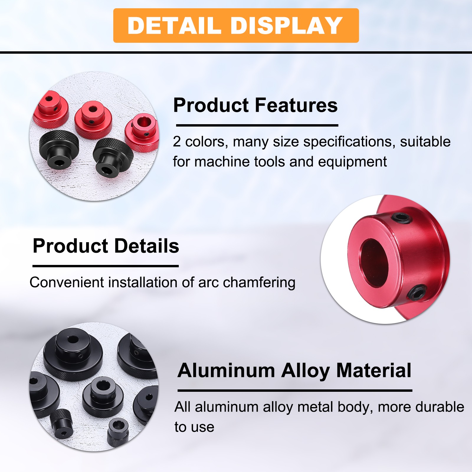 Anodization Aluminum Alloy Handwheel 8mm Bore 30mm OD Knurled Knob, Red